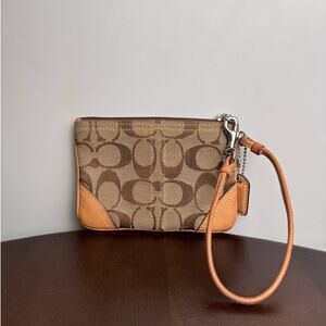 Coach Signature Logo Monogram Wristlet